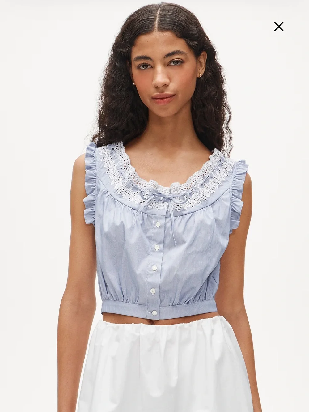 J.Crew Embroidered ruffle-trim cropped tank top